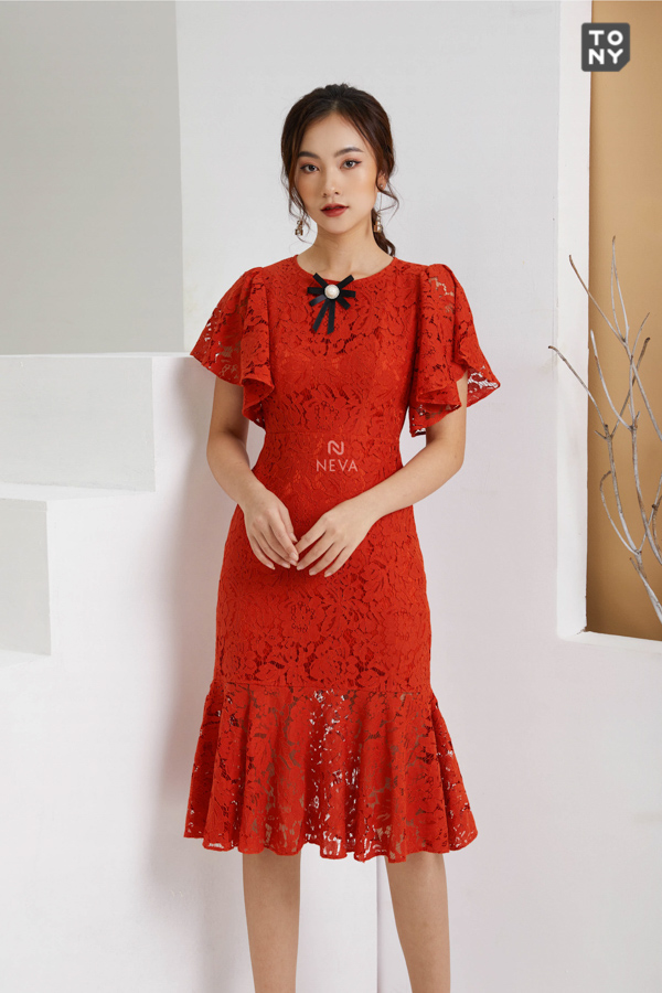 Váy đầm dự tiệc cưới thiết kế phối ren tuyệt đẹp như Ngọc Trinh - DN173 -  AloraShop21
