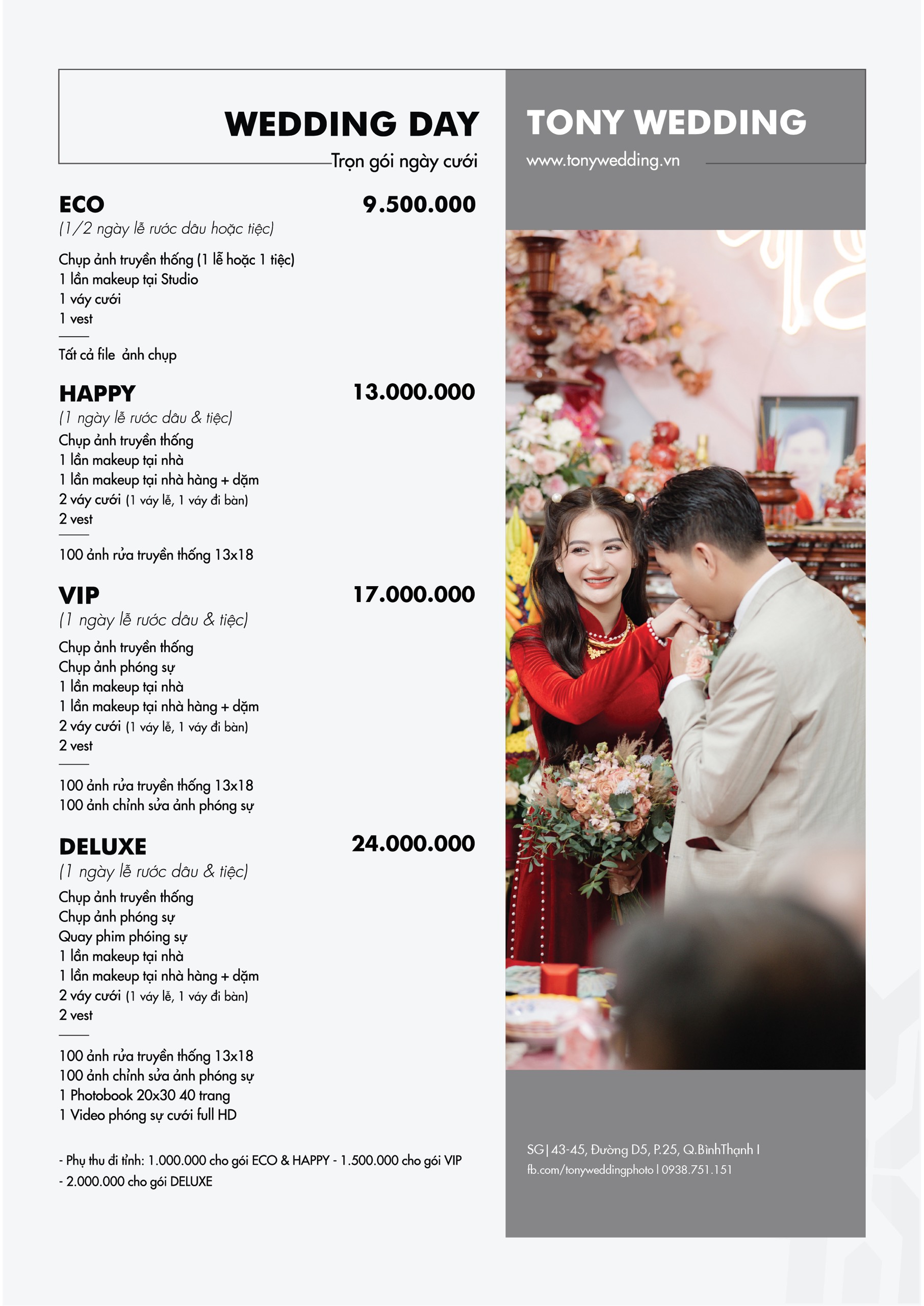 Bảng Giá Chụp Ảnh Cưới Trọn Gói Tphcm - Sài Gòn 2023 - Tony Wedding