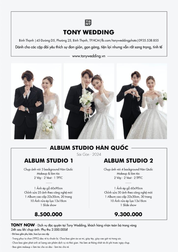 Bảng giá chụp ảnh studio Hàn Quốc 2024